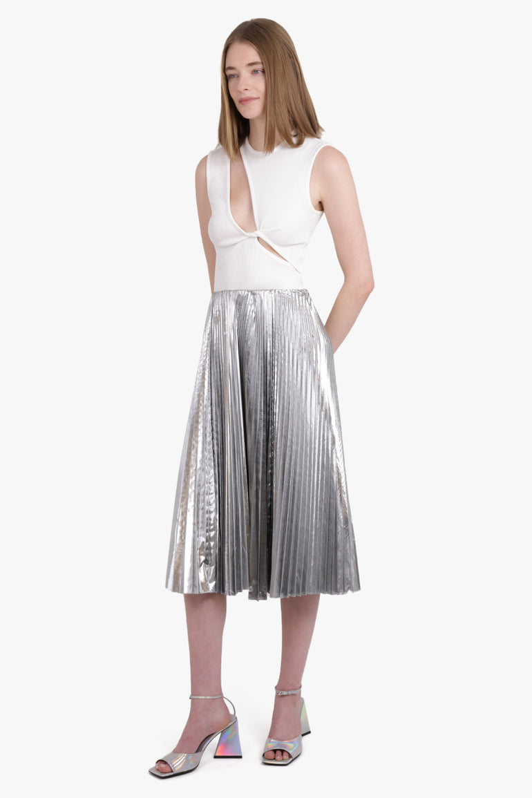 BALENCIAGA RTW PLEATED KICK SKIRT | SILVER