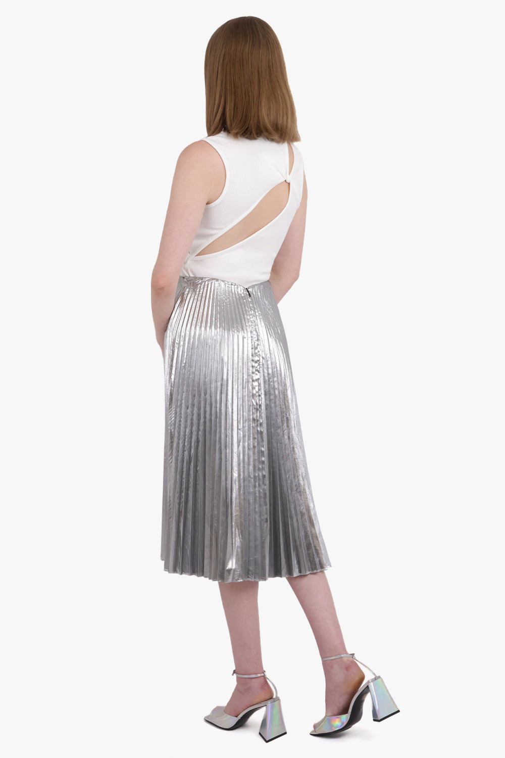 BALENCIAGA RTW PLEATED KICK SKIRT | SILVER