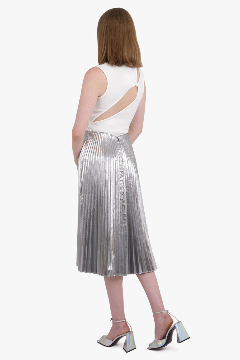 BALENCIAGA RTW PLEATED KICK SKIRT | SILVER