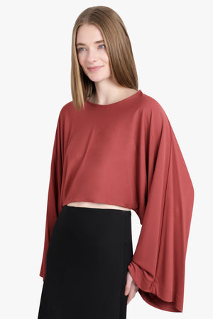 BITE STUDIOS RTW MOVERE LONG SLEEVE DRAPE TOP | TERRA