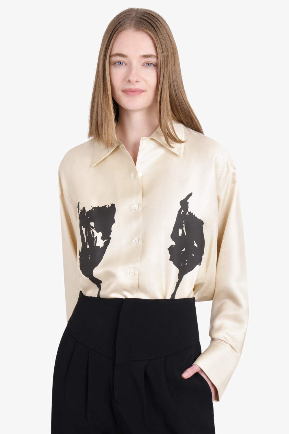 BITE STUDIOS RTW Print Silk Shirt | Cream