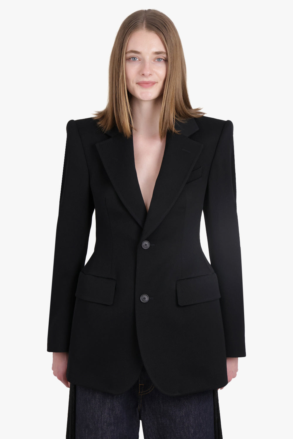 BALENCIAGA RTW HOURGLASS SINGLE BREASTED JACKET | BLACK