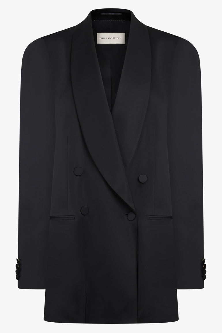 DRIES VAN NOTEN RTW Blinker Double Breasted Long Jacket | Black