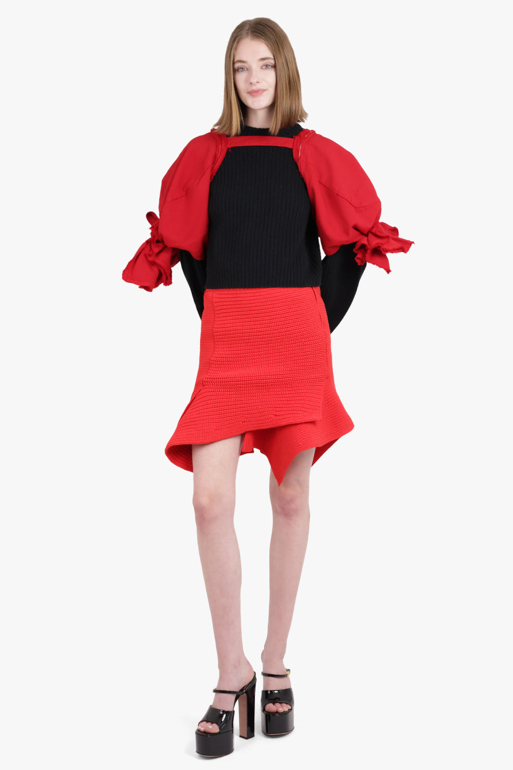 COMME DES GARCONS RTW BOW SLEEVE CAPE | RED