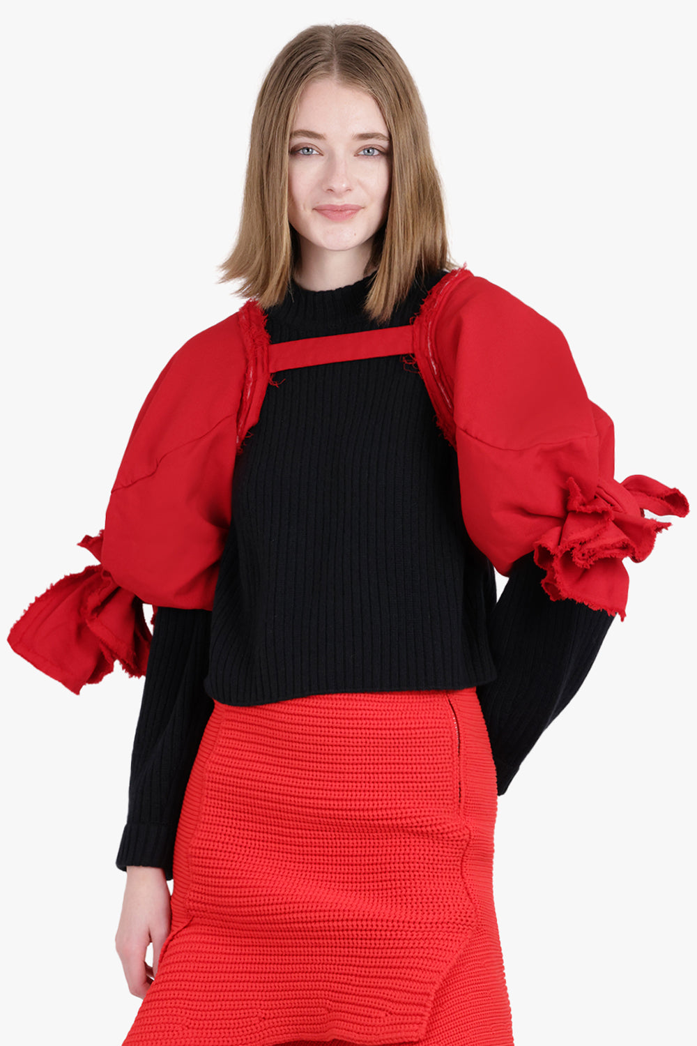 COMME DES GARCONS RTW BOW SLEEVE CAPE | RED