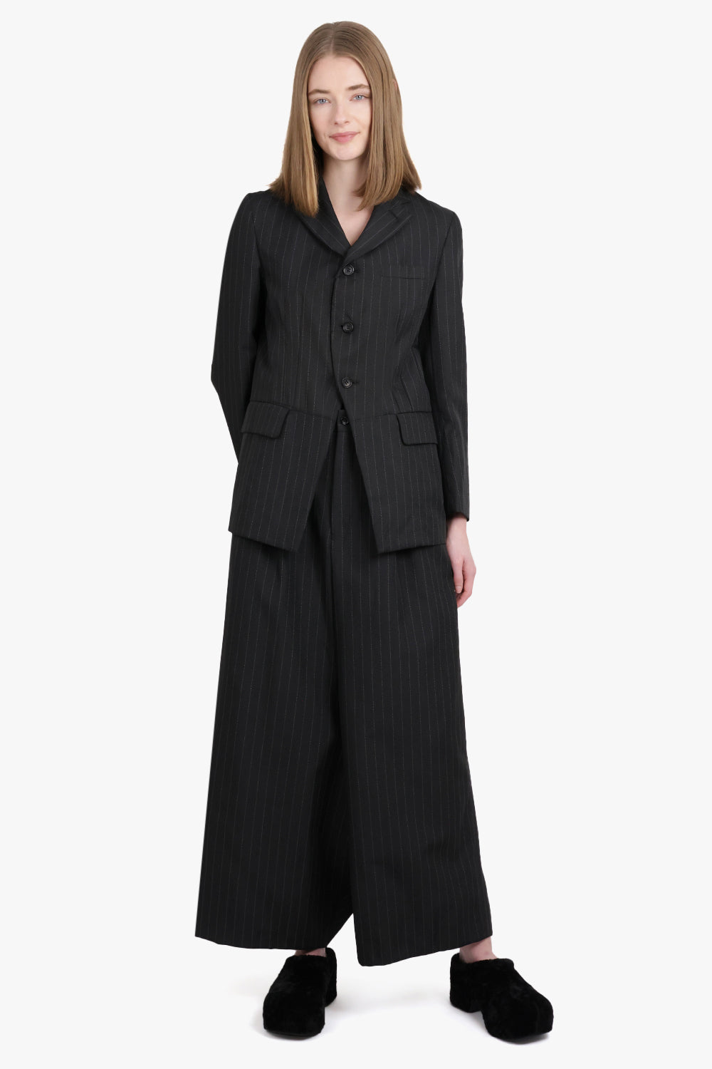 COMME DES GARCONS RTW TAILORED SERGE STRIPE PANTS | BLACK