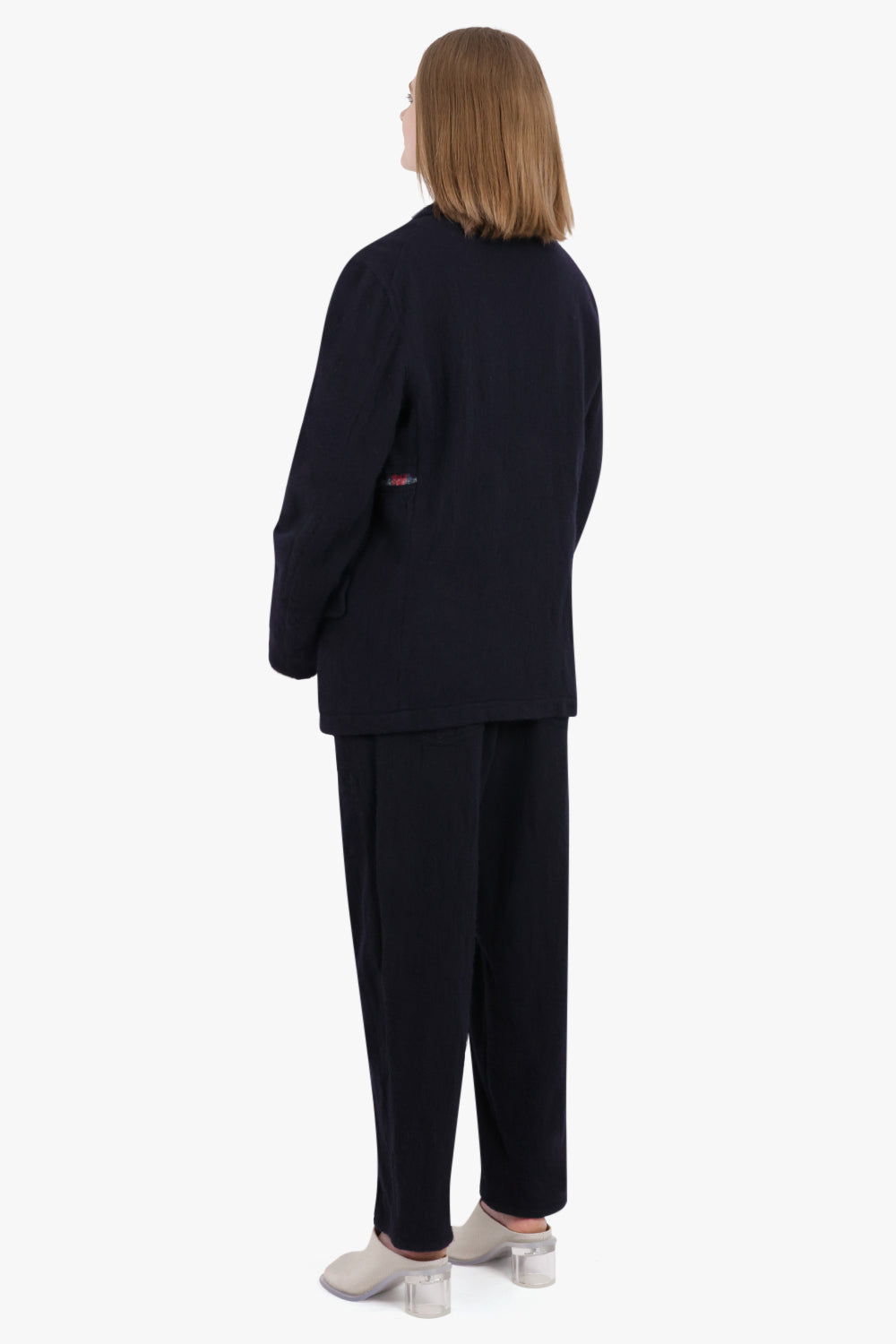 COMME DES GARCONS SHIRT RTW PANTS WITH TARTAN DETAILING | NAVY/WHITE