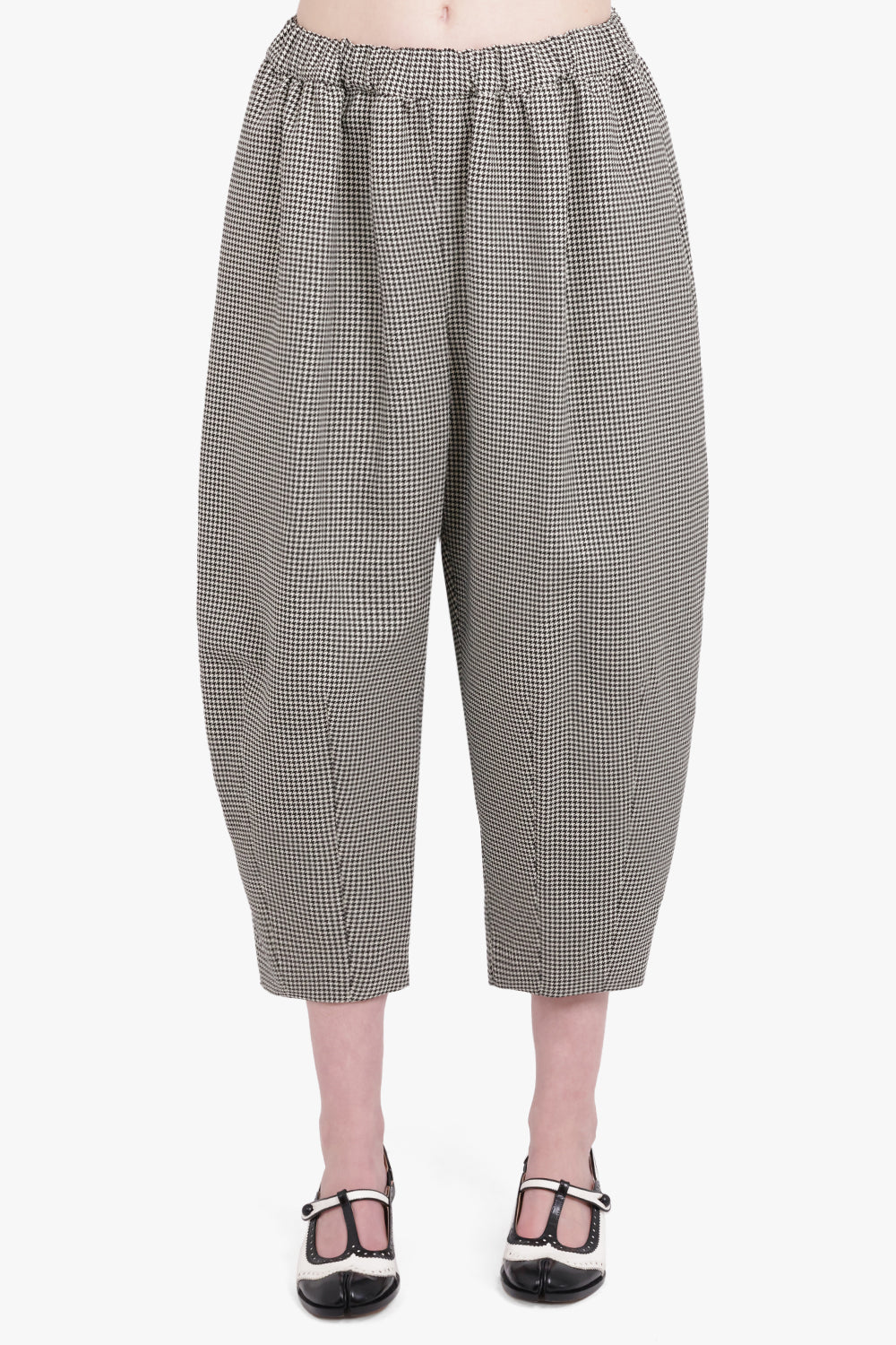 COMME DES GARCONS RTW Houndstooth Print Tapered Balloon Pant | Grey