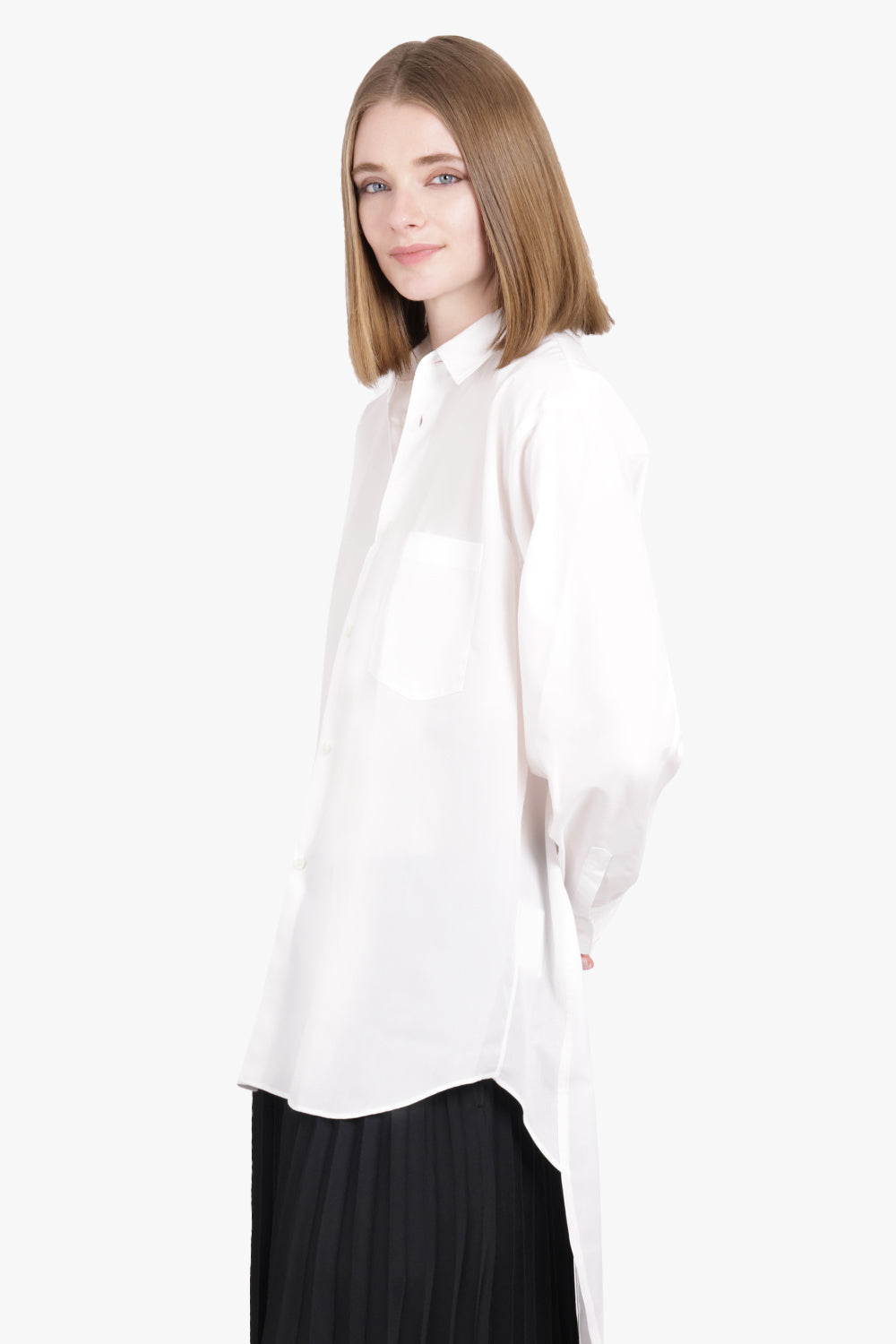 COMME DES GARCONS HOMME PLUS RTW Longline Hi-Lo Tails L/S Shirt | White