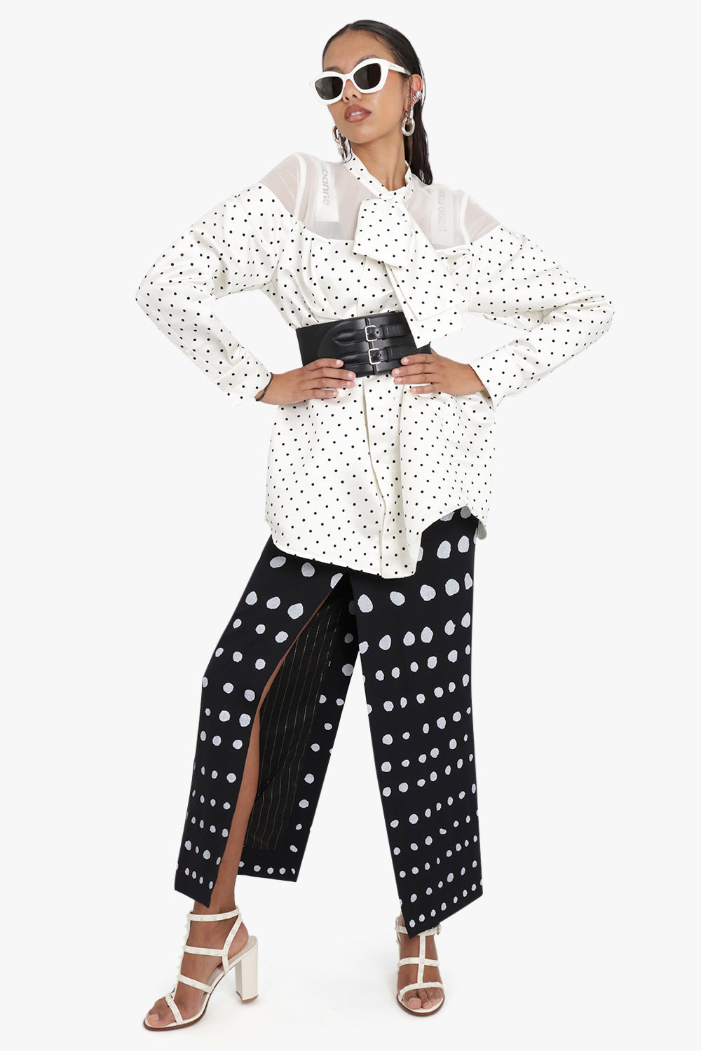 Polka Dot Flock Print Shirt | Off White