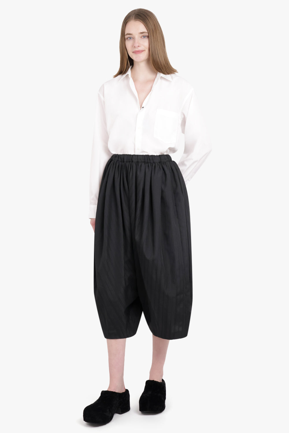 COMME DES GARCONS RTW Relaxed Drawstring Cropped Suit Pant | Black