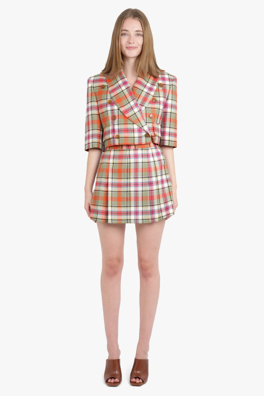 VIVIENNE WESTWOOD RTW Cut Out Tartan Double Breasted Jacket | Multi