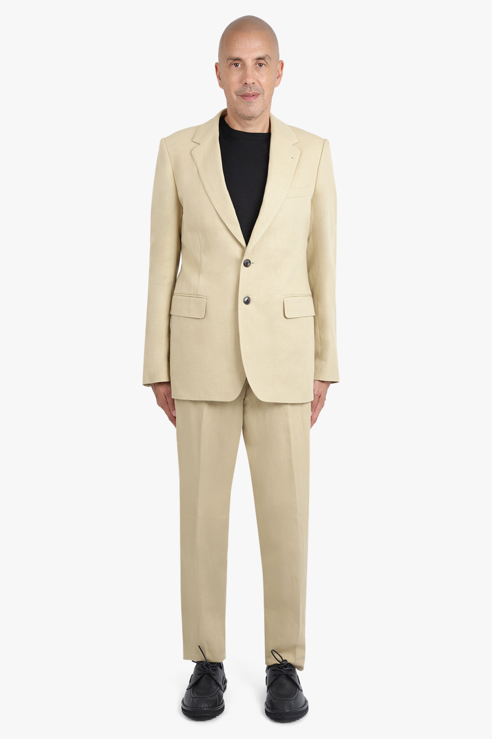 DRIES VAN NOTEN RTW Single Breasted Relaxed Suit Jacket x Pant | Hay Beige