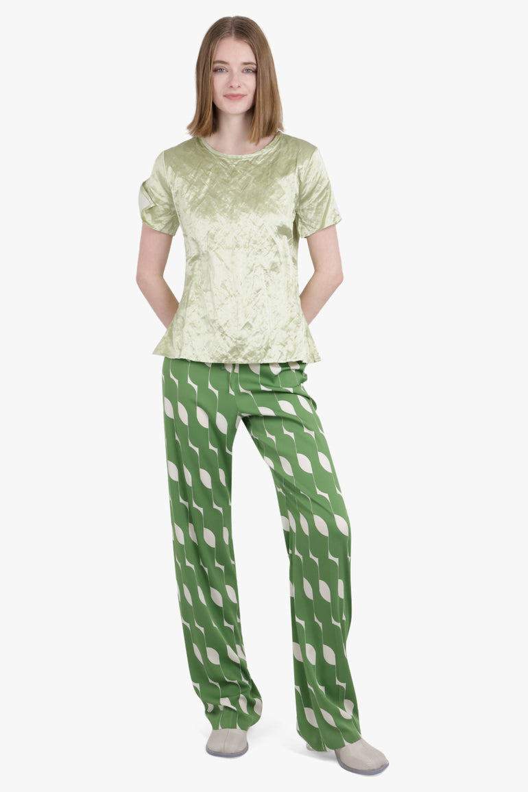 DRIES VAN NOTEN RTW Pattered Drawstring Pant | Green