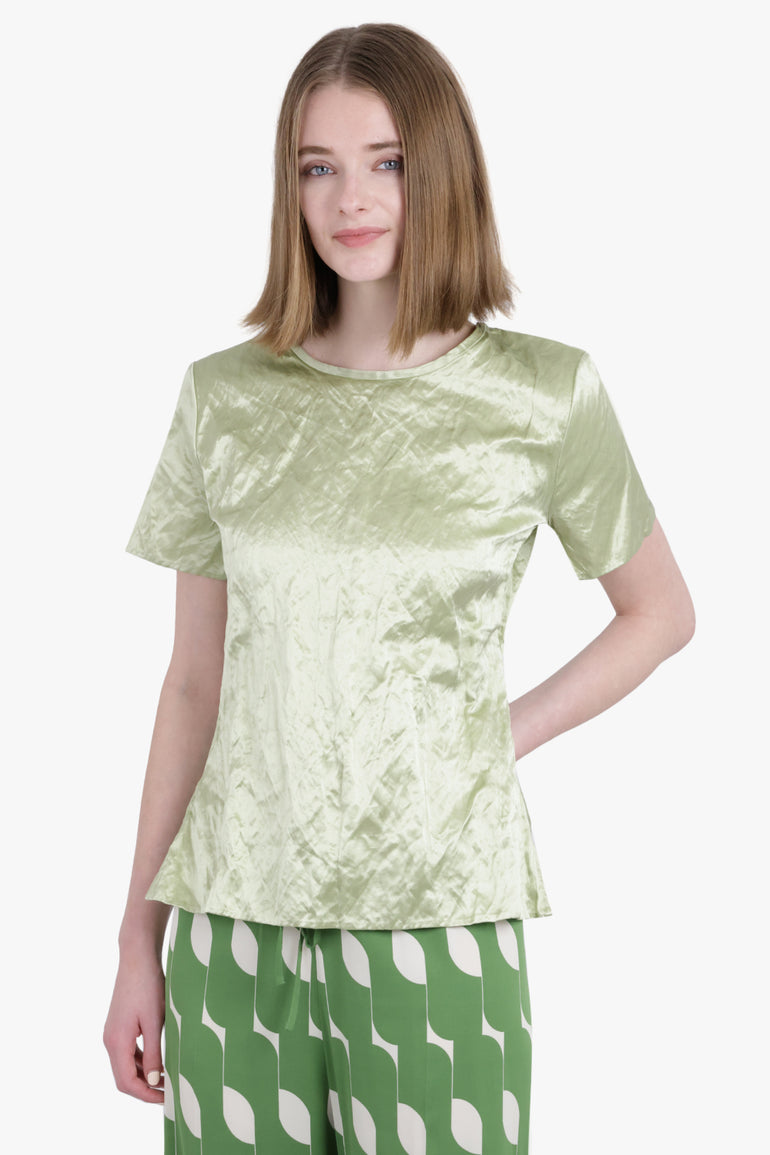 CHRISTOPHER ESBER RTW Satinned Silk Crush Tee | Pistachio