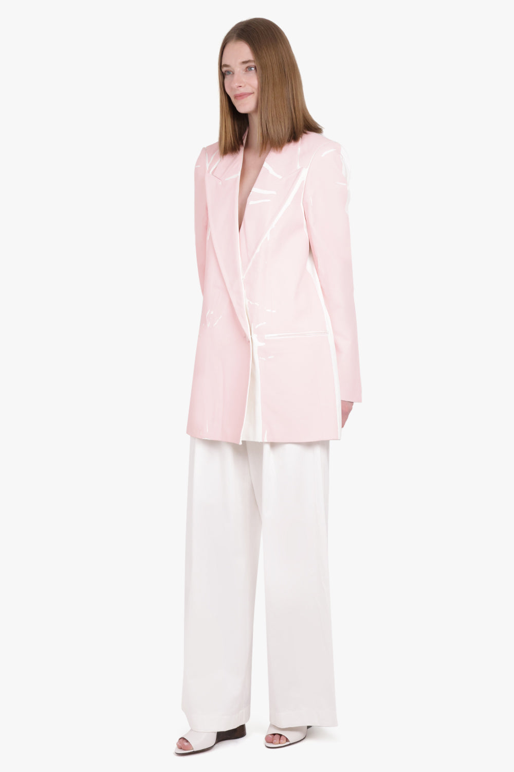 DRIES VAN NOTEN RTW Blink Single Breasted Trim Detail Blazer | White