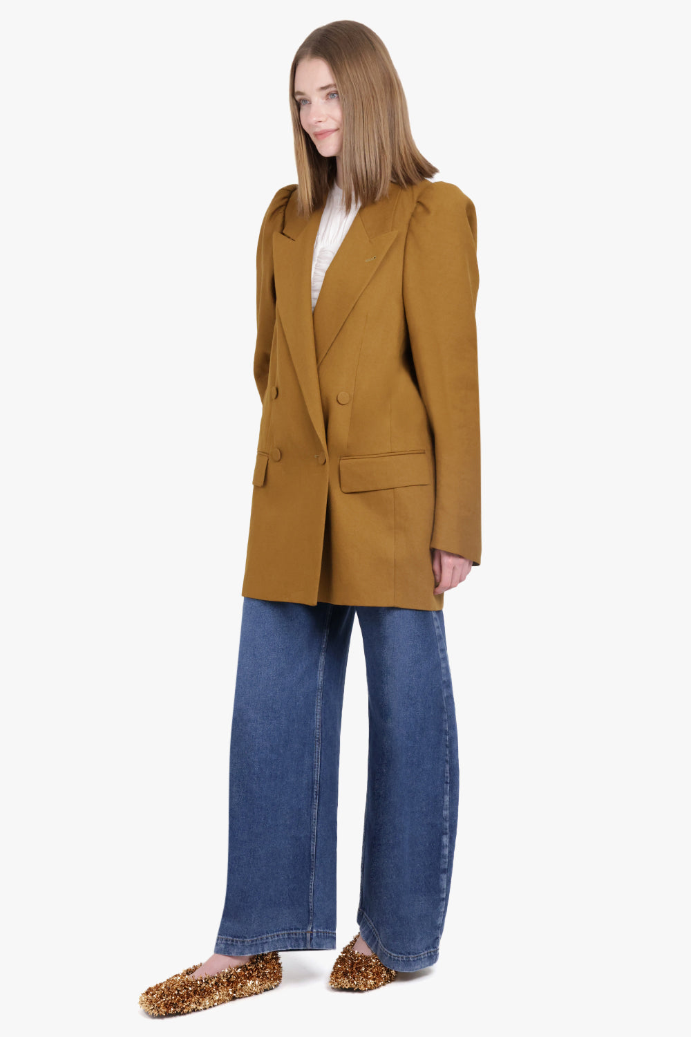 DRIES VAN NOTEN RTW Blinky Double Breasted Long Jacket | Umber