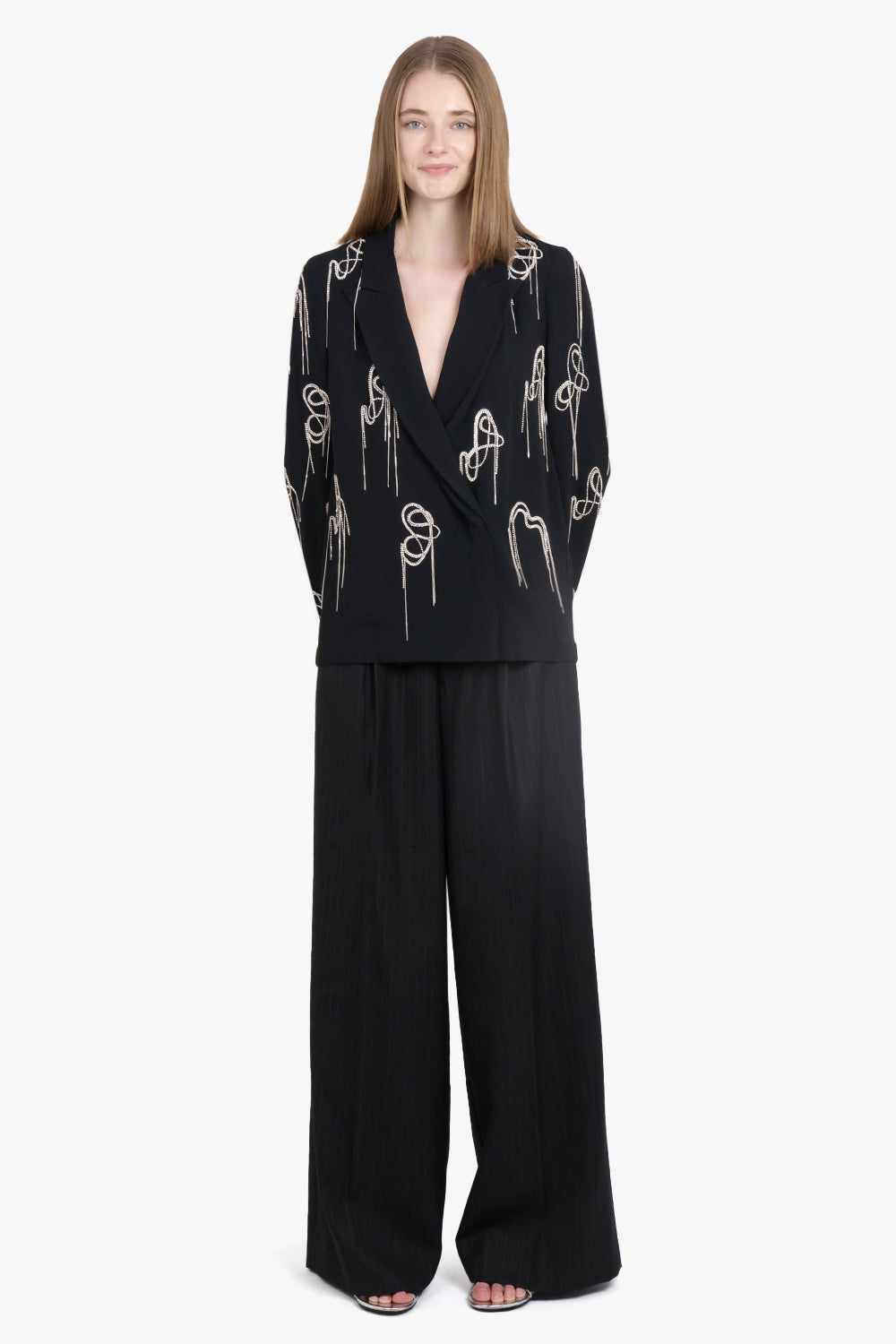 DRIES VAN NOTEN RTW Caplana Embellished Double Breasted Jacket | Black