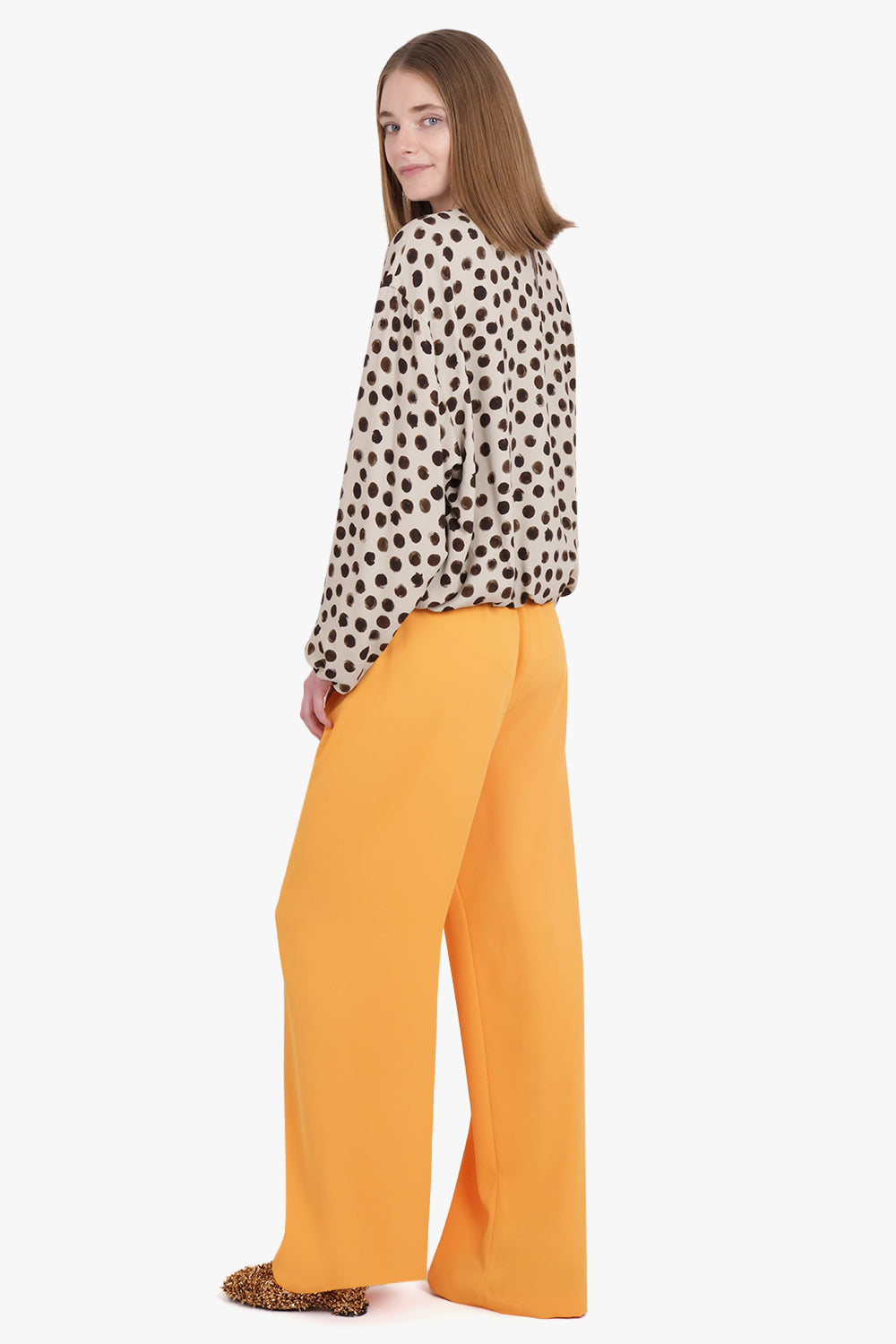 DRIES VAN NOTEN RTW Puvis Wide Leg Drawstring Pant | Orange