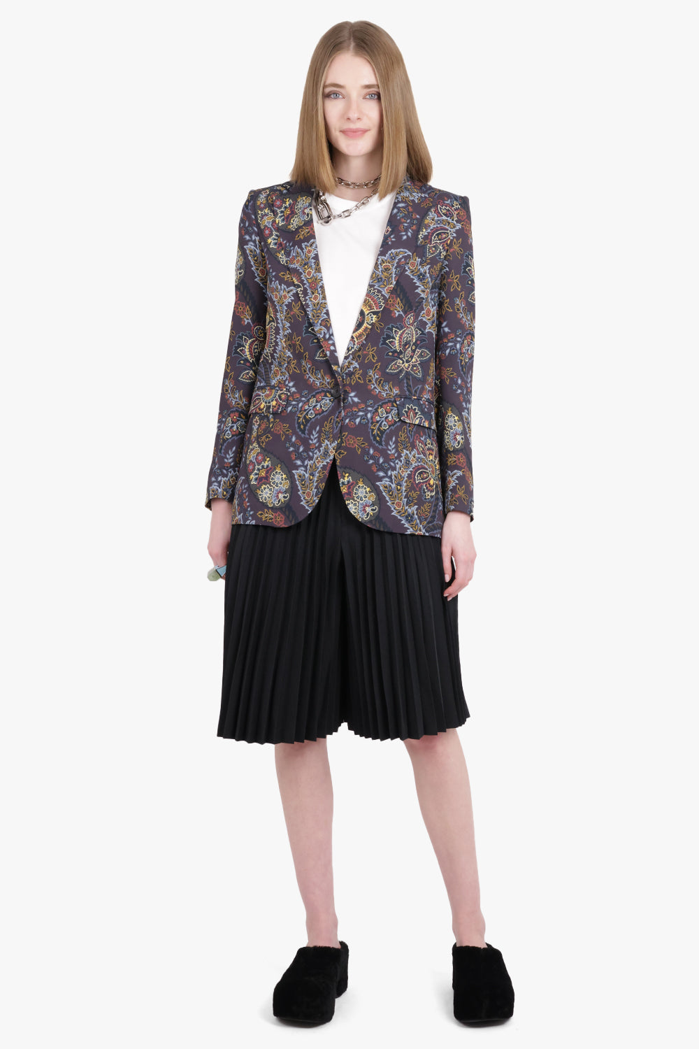 ETRO RTW Single Breasted Floral Print Jacket | Black/Multi