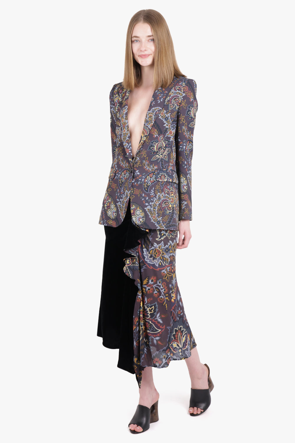 ETRO RTW Single Breasted Floral Print Jacket | Black/Multi