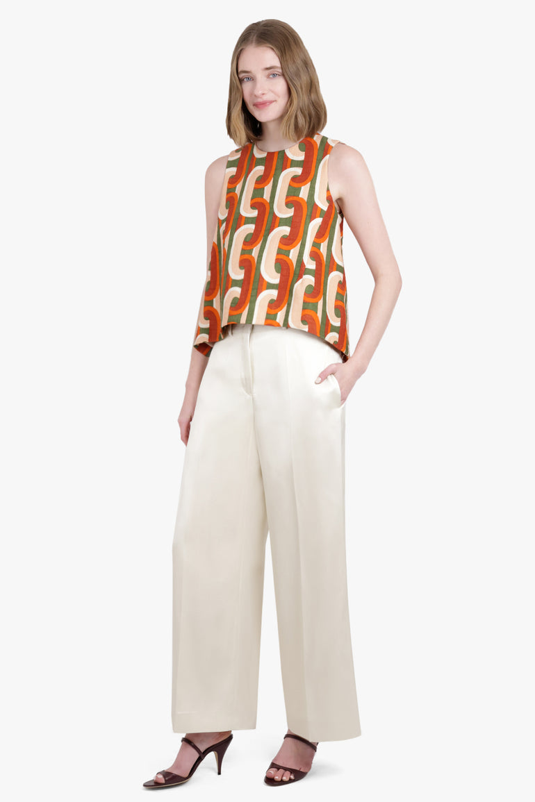 JIL SANDER RTW Twill Wide Leg Tailored Trousers | Natural