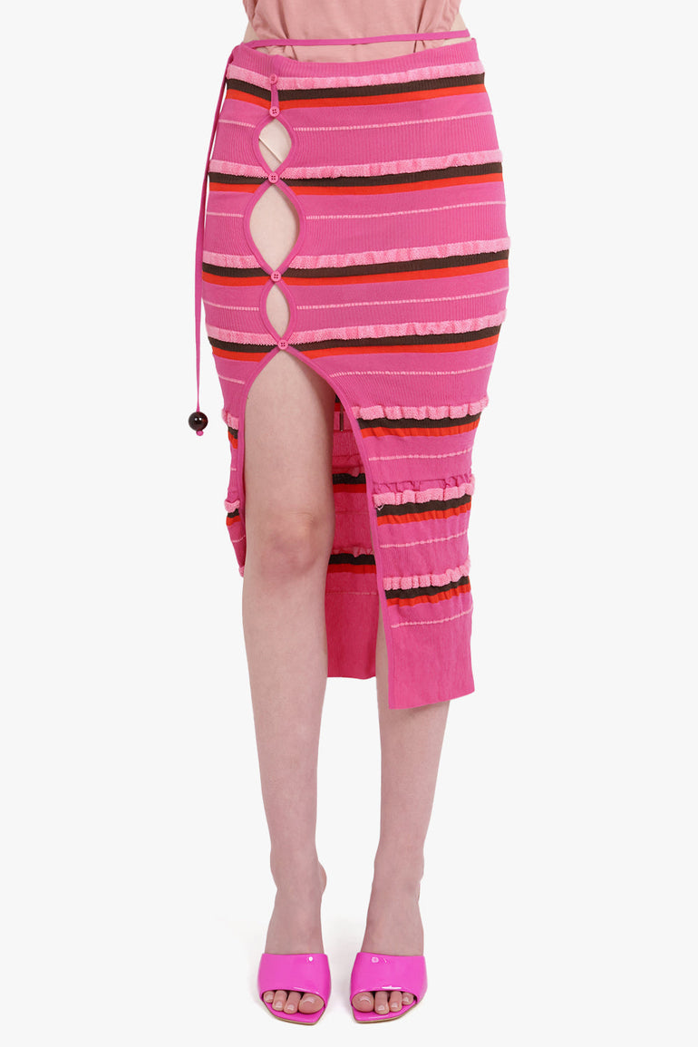 JACQUEMUS RTW LA JUPE MAILLE CONCHA SKIRT | DARK PINK