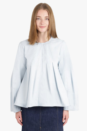 JIL SANDER RTW FLARED SCULPTURAL BLOUSE | COBALT