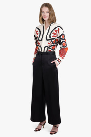 JIL SANDER RTW Twill Wide Leg Tailored Trousers | Black