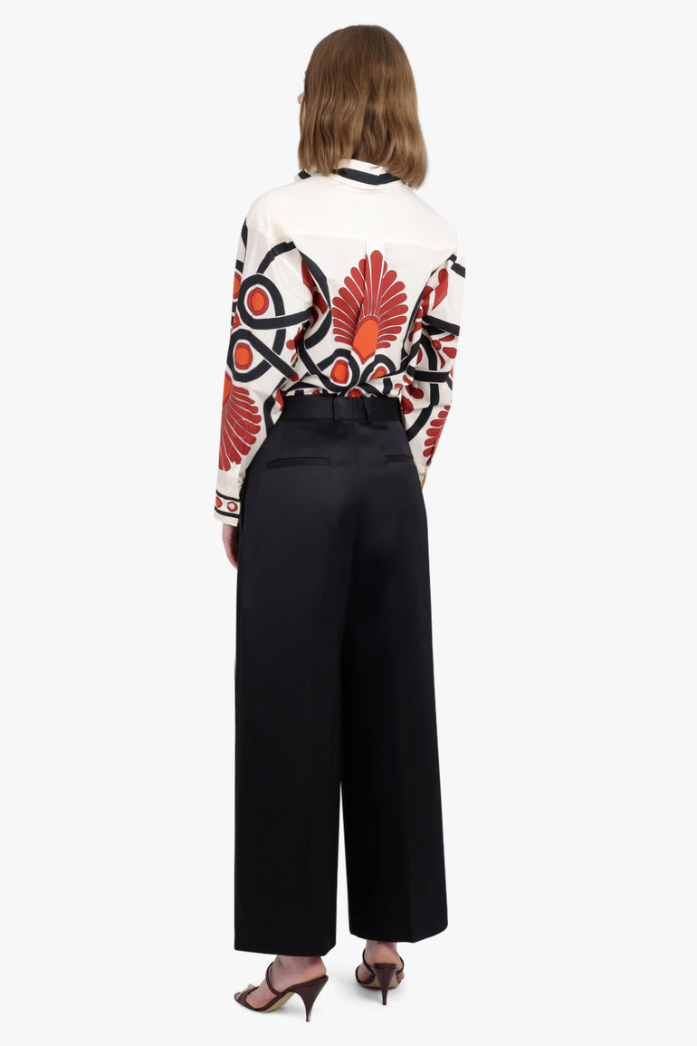 JIL SANDER RTW Twill Wide Leg Tailored Trousers | Black