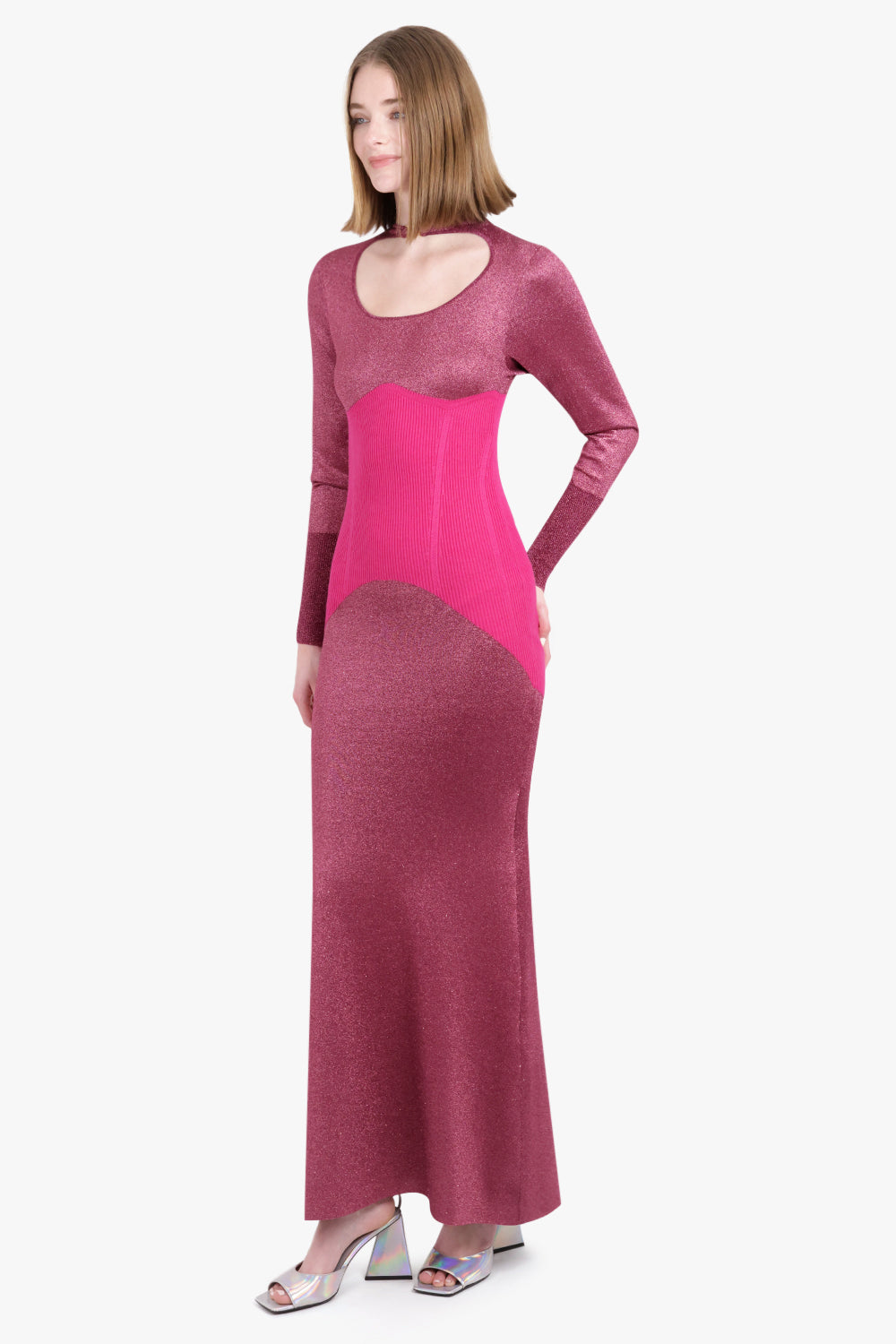 LANVIN RTW FINE RIB MIDI DRESS | FUSCHIA