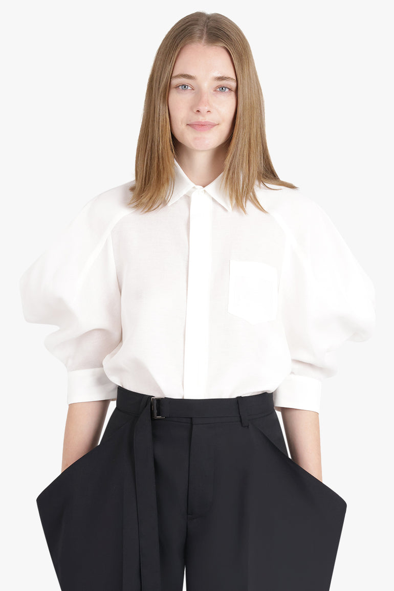 SACAI RTW L/S Shirt with Exaggerated Wing Sleeve | Off White