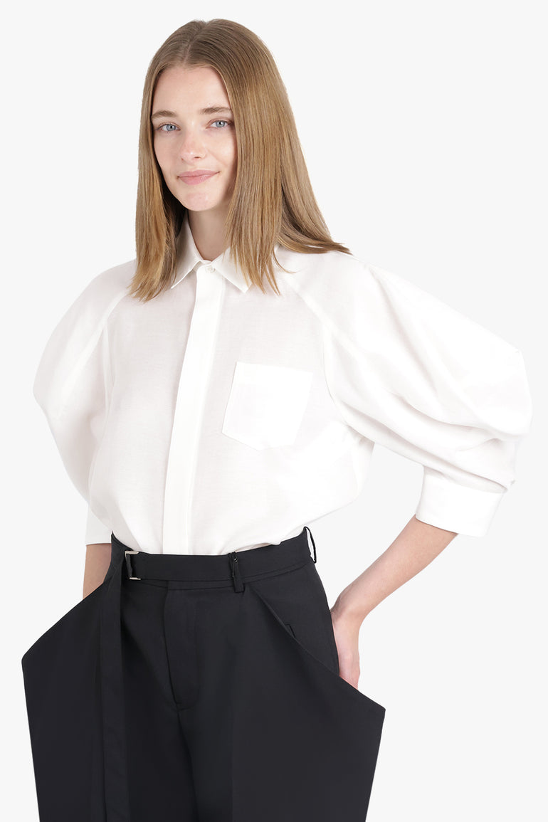 SACAI RTW L/S Shirt with Exaggerated Wing Sleeve | Off White