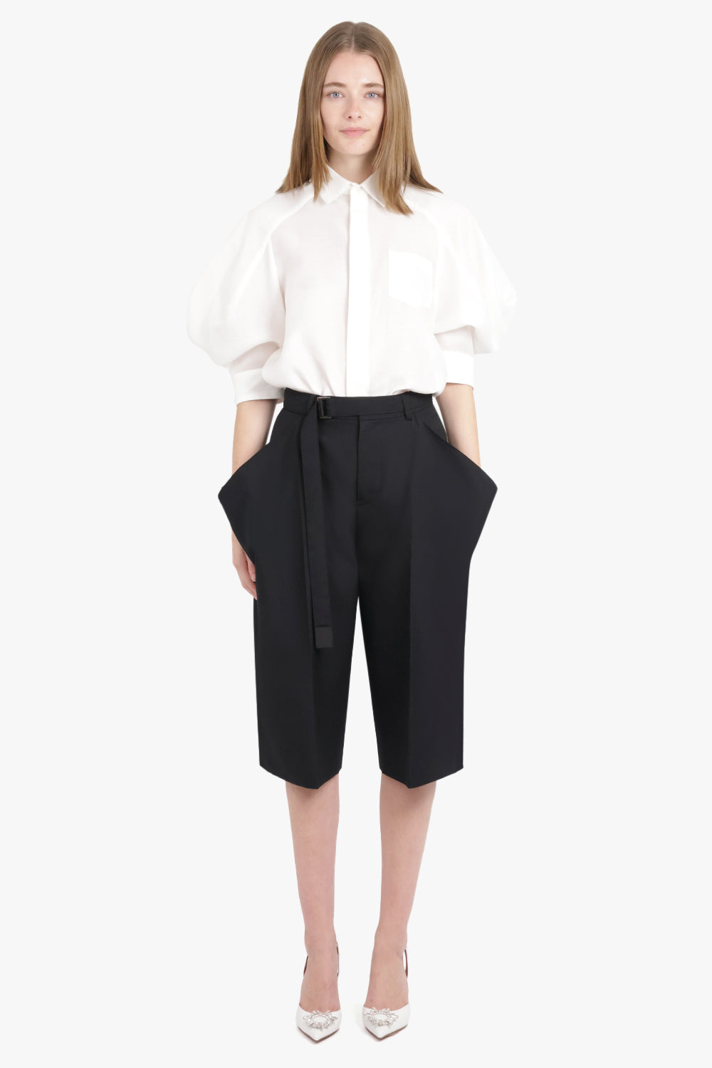 SACAI RTW Exaggerated Pocket Detail Crop Pant | Black