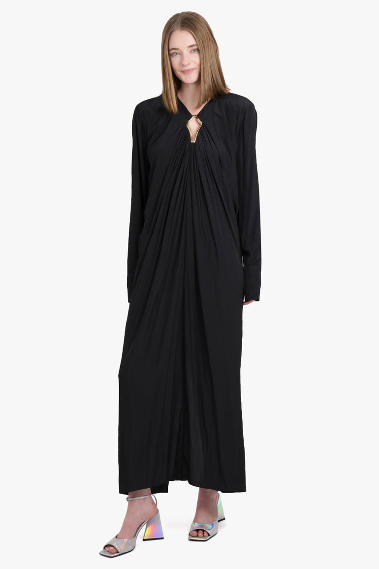 LANVIN RTW Draped L/Sl Dress | Black