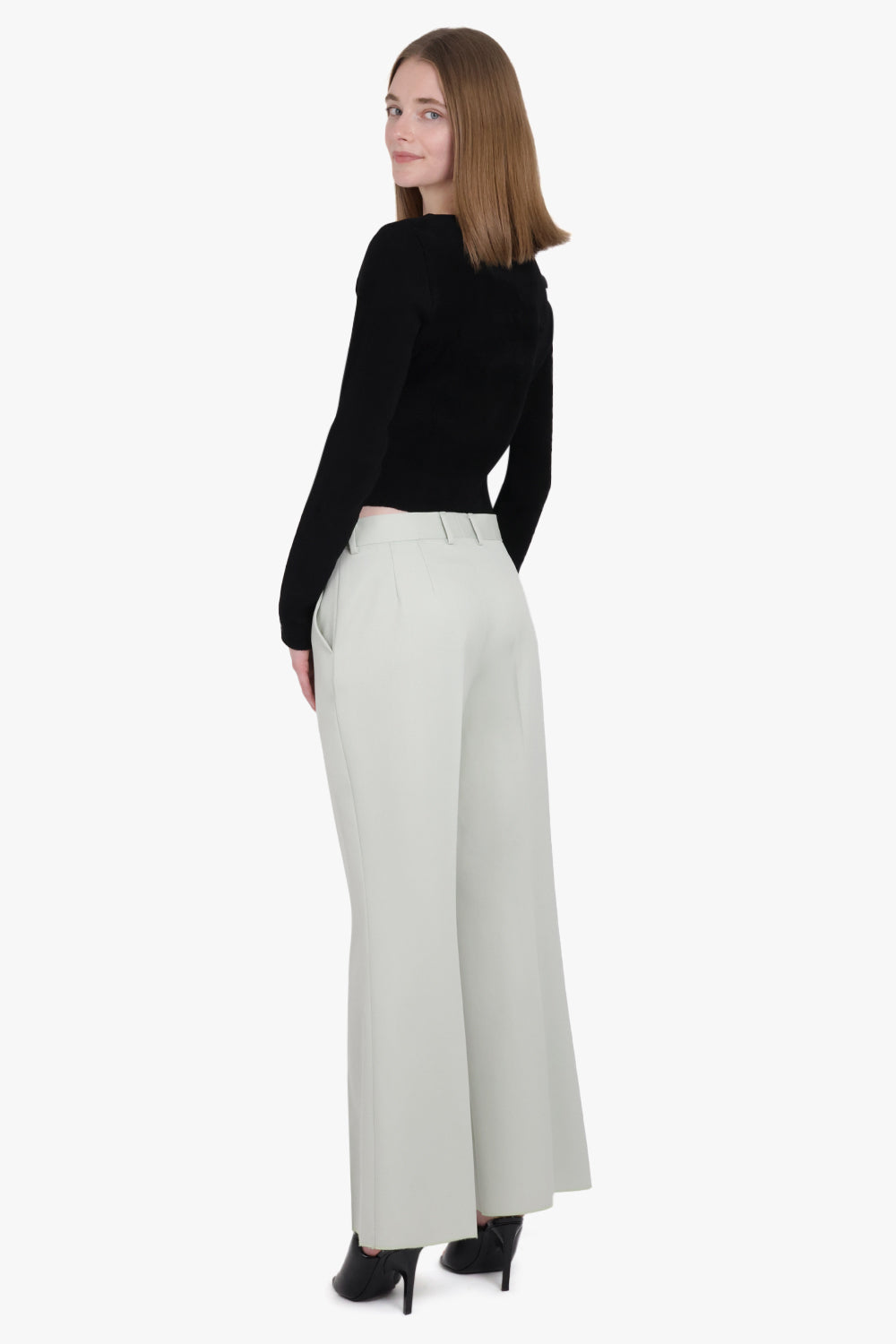 LANVIN RTW CROPPED TAILORED FLARE PANT | SAGE