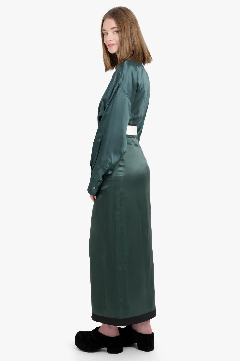 MM6 BY MAISON MARGIELA RTW Waistband Detail Maxi Skirt | Green