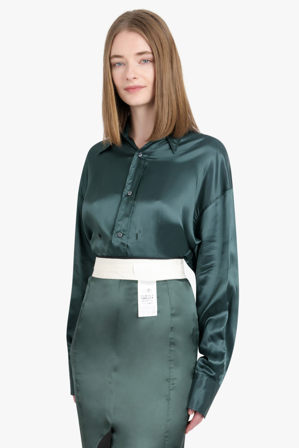 MM6 BY MAISON MARGIELA RTW Deep V Neck L/S Top | Green