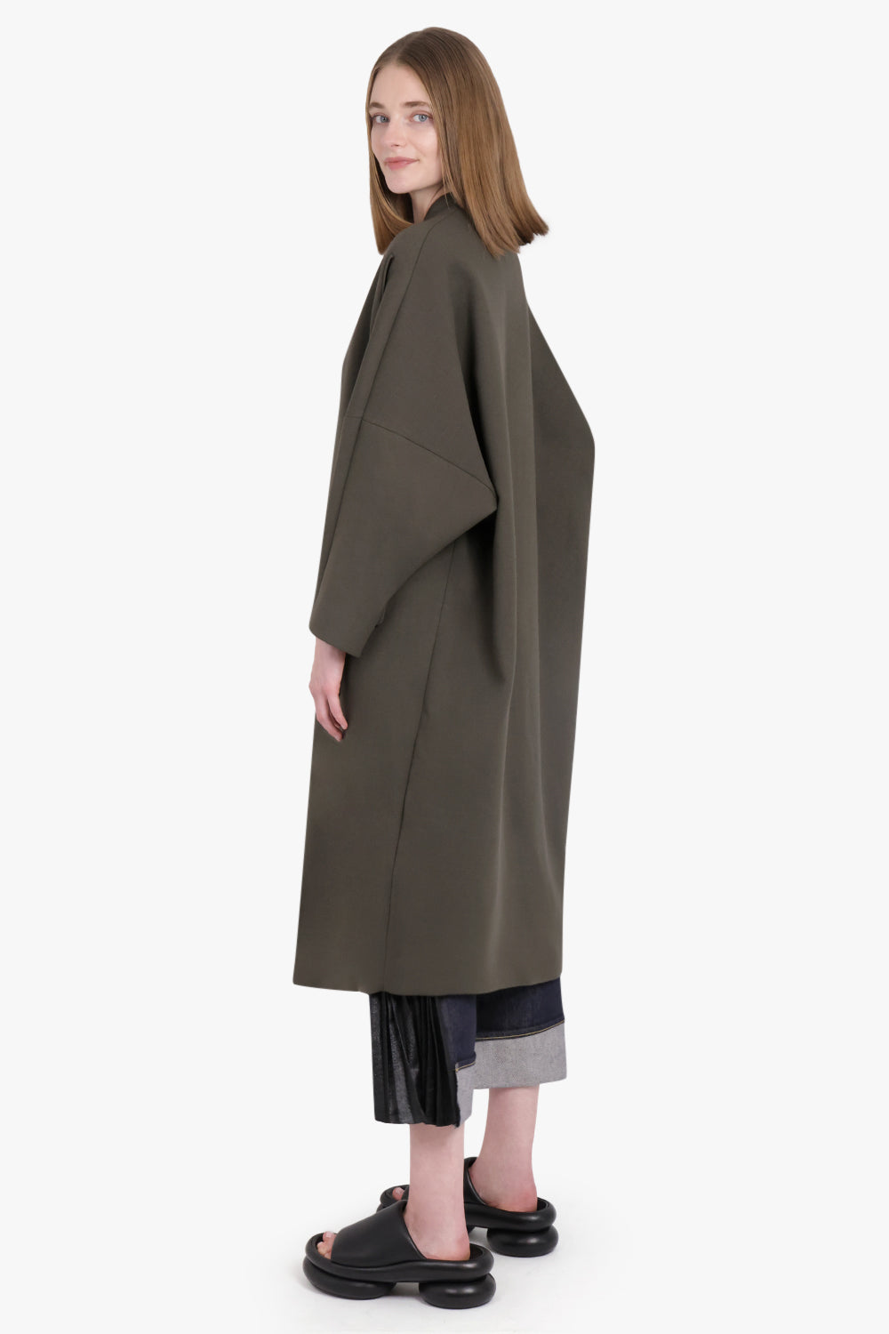 MM6 BY MAISON MARGIELA RTW Oversized Collarless Coat | Khaki