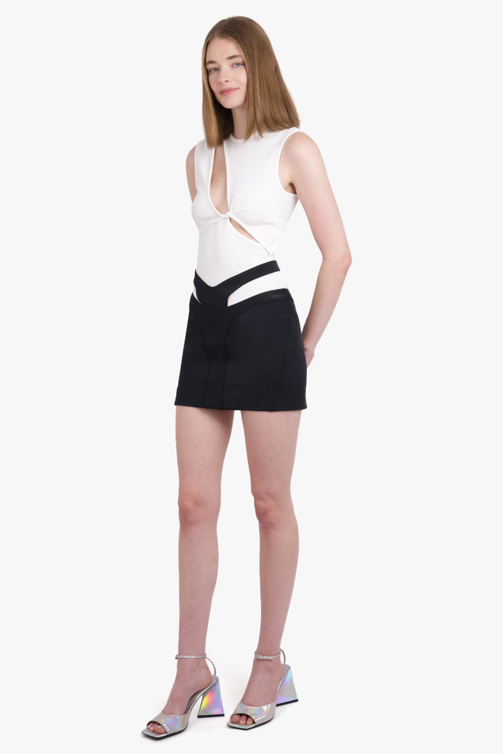 MUGLER RTW CUT OUT MINI SKIRT | BLACK