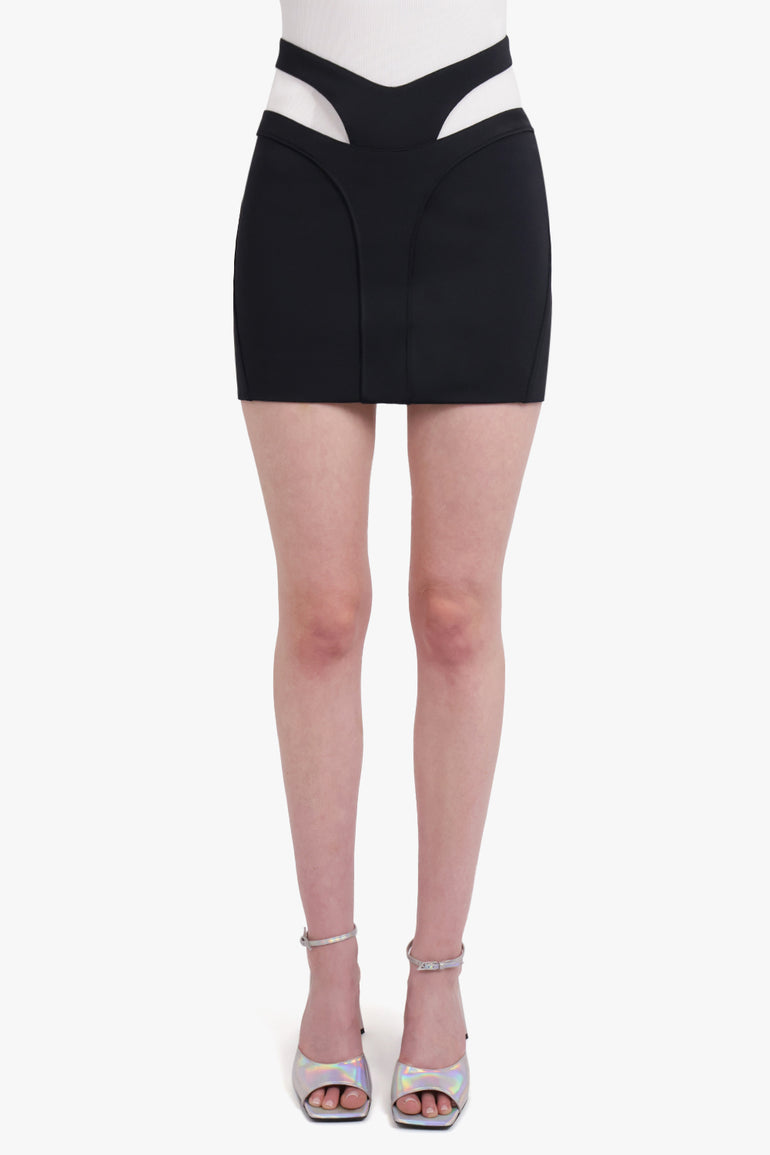 MUGLER RTW CUT OUT MINI SKIRT | BLACK