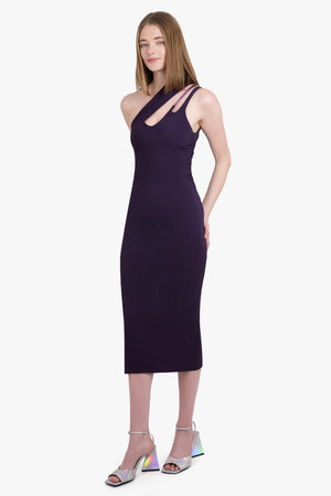 MUGLER RTW One Shoulder Dress | Dark Violet