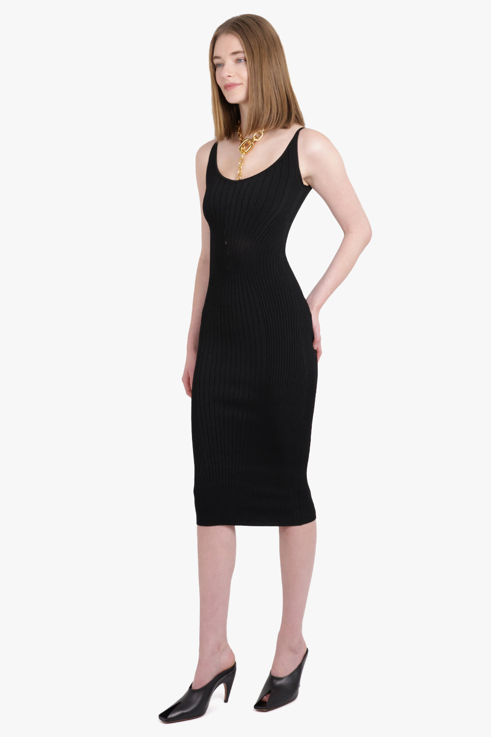 MUGLER DRESSES Sculpting Knit S/Less Midi Dress | Black