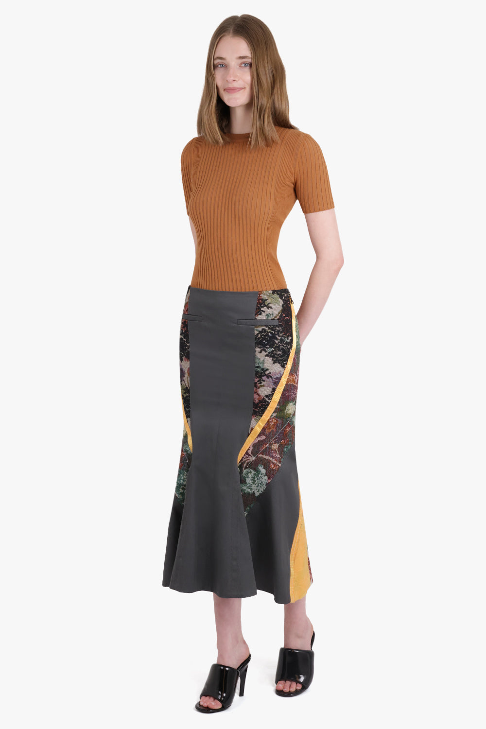 MARINE SERRE RTW Regenerated Floral Tapestries Flare Skirt | Multi