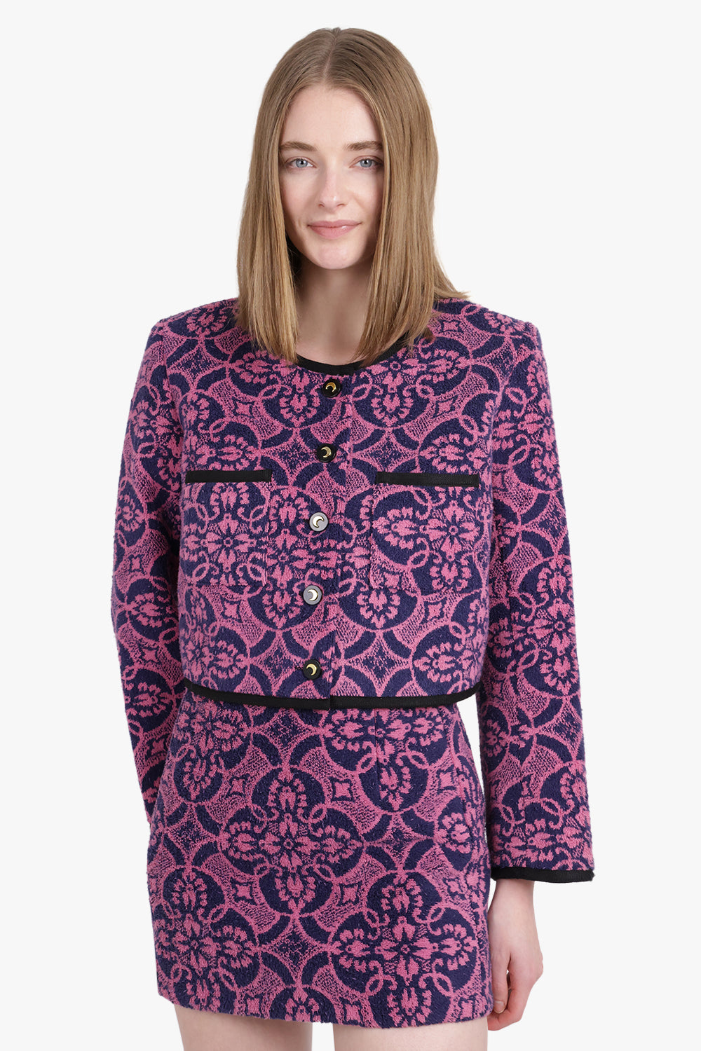 MARINE SERRE RTW ORIENTAL BOXY TAILORED JACKET | FUCHSIA