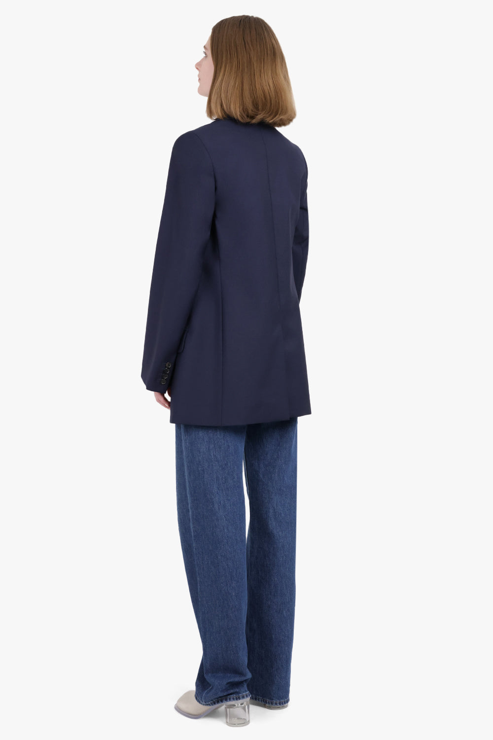 NINA RICCI RTW DECONSTRUCTED TAILORED BLAZER NAVY