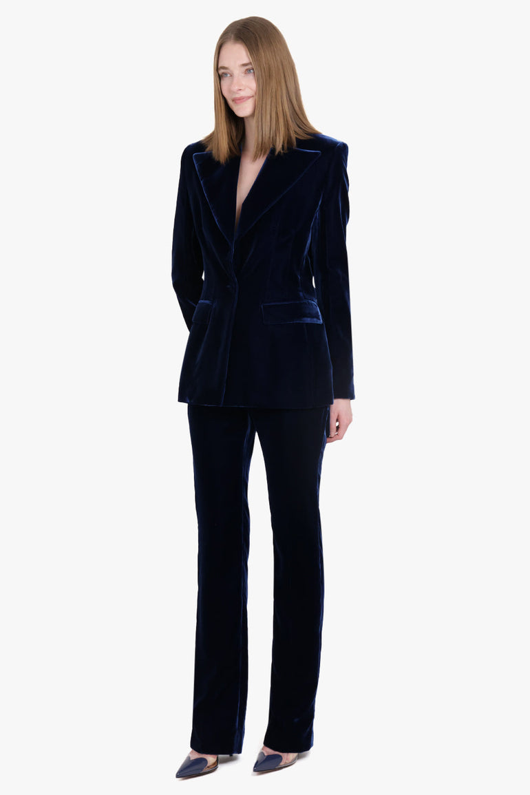 NINA RICCI RTW Fluid Velvet Straight Pant | Blue