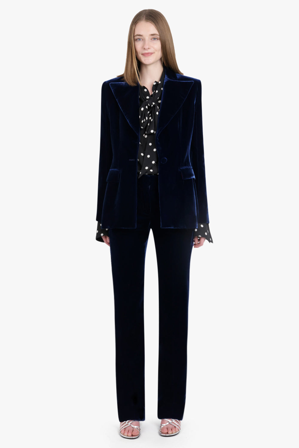 NINA RICCI RTW Single Breasted Fluid Velvet Jacket | Blue