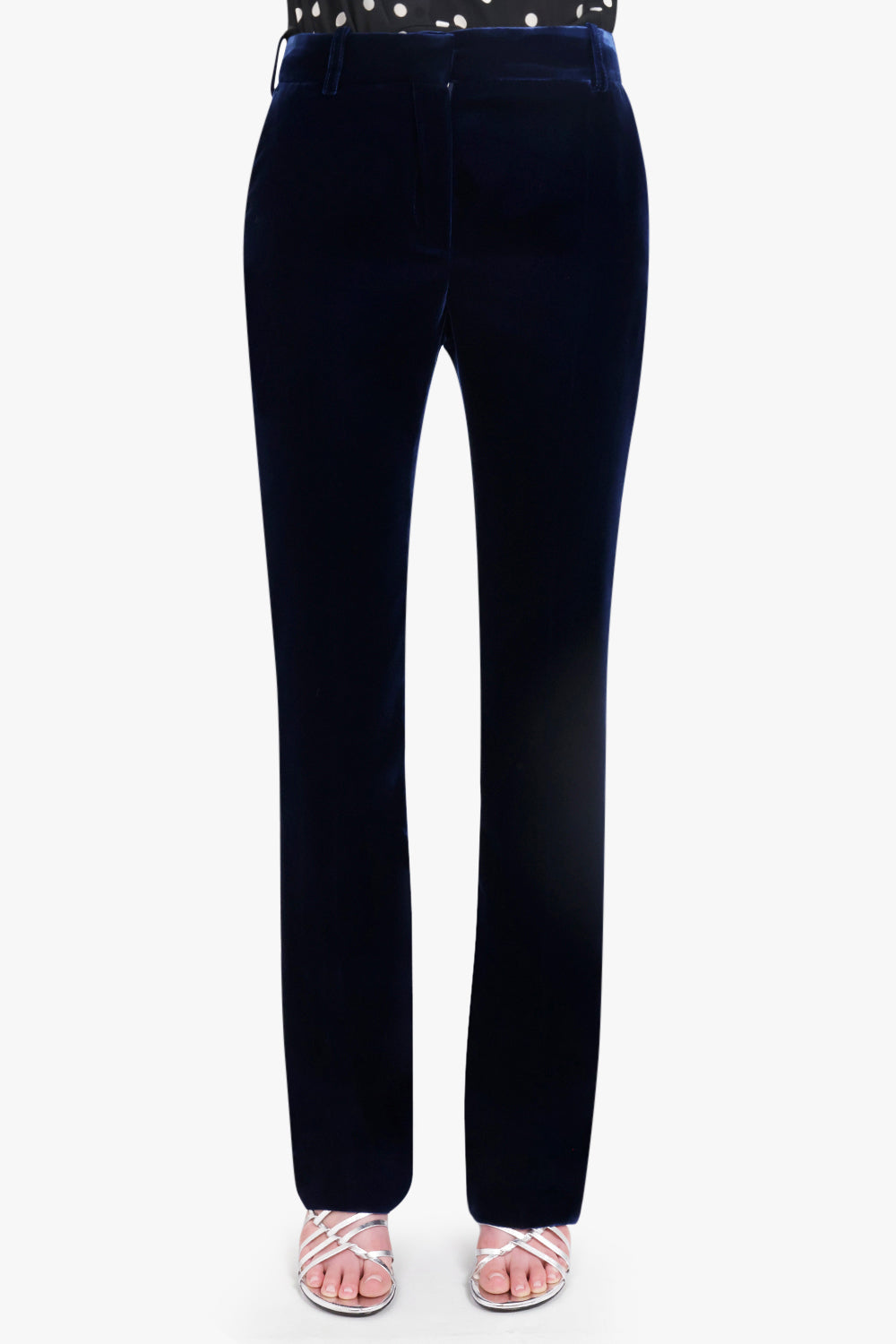 NINA RICCI RTW Fluid Velvet Straight Pant | Blue