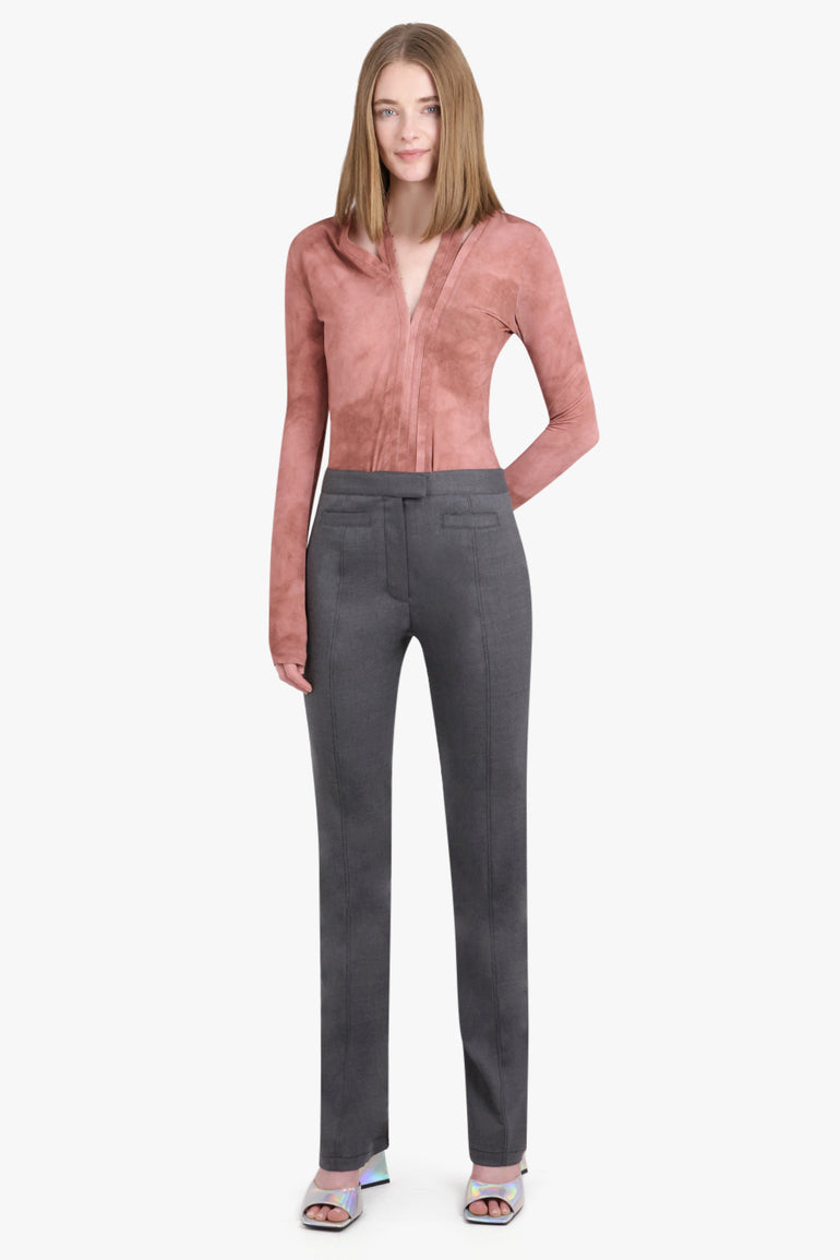 PROENZA SCHOULER RTW RAW FINISH TUXEDO ZIP TROUSER CHARCOAL